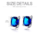 Sterling Silver U-Shaped CZ Hoop Earrings for Women, Big Blue Cubic Zirconia Hoop Earrings Jewelry
