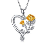  Silver Rose Heart Necklaces