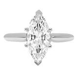 14k White Gold 2.47cttw Classic Marquise Solitaire Moissanite in Engagement Promise Ring Statement Anniversary Bridal Wedding