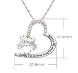 Sterling Silver Always My Daughter Forever My Friend Love Heart Crystal Cubic Zirconia Pendant Necklace