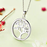 925 Sterling Silver Cubic Zirconia Birthstone Purple Amethyst Tree of Life Pendant Necklace