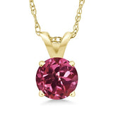 14K Gold Pink Tourmaline Pendant Necklace