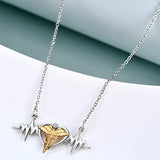 Nurse Gift Sterling Silver Nurse Necklace Caduceus Angel Nursing Themed Pendant Necklace for Women Jewelry