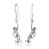 925 Oxidized Sterling Silver Hanging Monkey Ape Baboon Dangle  Earrings