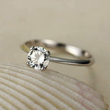 14k  Gold 4 Prong Solitaire Brilliance Round Moissanite Engagement Wedding Ring  For Women