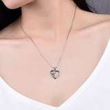925 Sterling Silver Animal Paw Print Infinity Love Heart Pendant Necklace