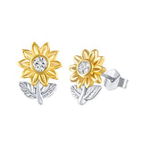Sunflower Earrings for Women Mom Sterling Silver Sunflower Stud Earrings, You are My Sunshine Jewelry Gifts for Girlfriend Wife