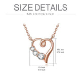 Rose gold Plated Heart Necklace for Women Sterling Silver Love Pendant Romantic Bridal Promise Gifts