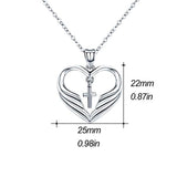 925 Sterling Silver Gardian Angel Wings Necklace Cross Necklace