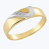 14k Two Tone Gold Engagement Band and Wedding Ring Set For Lovers