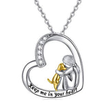Silver Dog Necklace with A Girl Cute Animal Pendant 