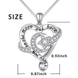 925 Sterling Silver Moon and Star Love Heart Pendant Necklace Gift for Women Girls Mum