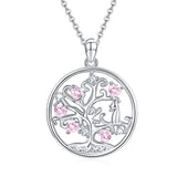 Silver Family Tree of Life Pendants Necklace