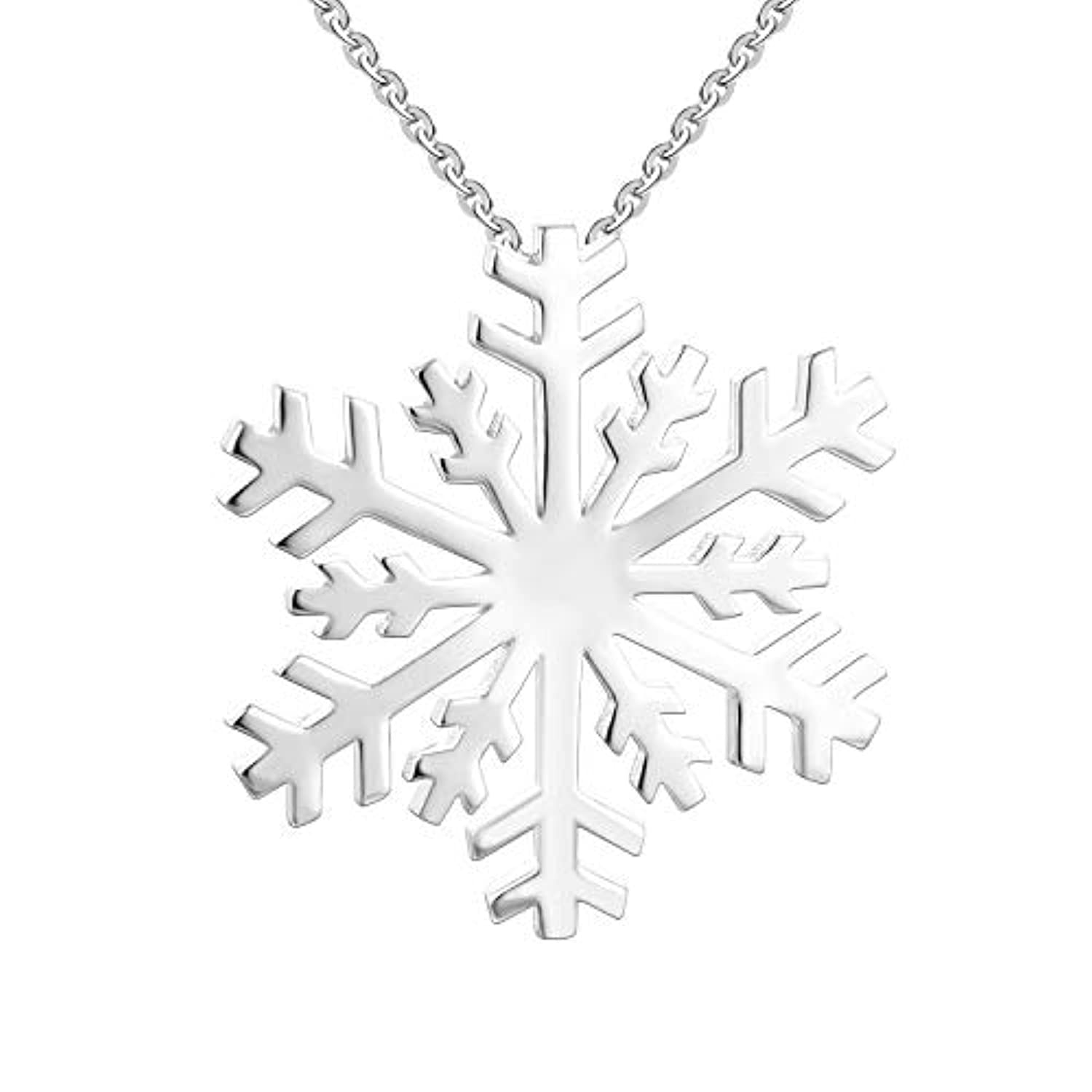 Silver  Winter Frozen Large Snowflake Necklace Pendant