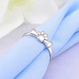 Pet Paw Print Ring 925 Sterling Silver Animal Jewelry Creative Pierced Love Heart Bone Dog Cat Claw Rings for Women Girls