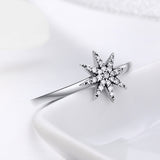 S925 Sterling Silver Bright Star Ring Oxidized Zircon Ring