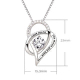 Sterling Silver Birthstone I Love You to The Moon and Back Love Heart Cubic Zirconia Pendant Necklace