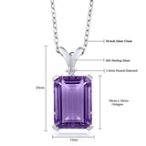 Purple Amethyst and White Diamond 925 Sterling Silver Pendant Necklace 6.52 Cttw With 18 Inch Silver Chain