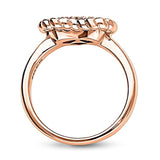 Rose Gold Plated Sterling Silver Heart Cable Cocktail Fashion Right Hand Ring Made with Swarovski Zirconia