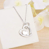 925 Sterling Silver Two Heart Elephant Pendant Necklace Good Luck Dream Gift Jewelry for Women Girlfriend