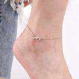 S925 Sterling Silver Rose Gold Plated Infinity Anklet Adjustable Foot Anklet