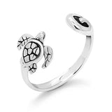 Adjustable Sea Turtle and Wave Open Ring