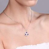 925 Sterling Silver Purple Amethyst 3 Hearts Interlock Pendant Necklace For Women (0.75 Ct Round With Silver Chain)