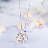 Heart Necklace for Women 925 Sterling Silver 5A Cubic Zirconia Adjustable Rose Gold plated Dainty Necklace Gift for Birthday or Valentine's Day