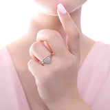 Rose Gold Plated Sterling Silver Heart Cable Cocktail Fashion Right Hand Ring Made with Swarovski Zirconia