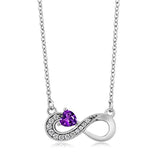 925 Sterling Silver Purple Amethyst Infinity Pendant Necklace For Women (0.34 Ct Heart Shape with 18 Inch Silver Chain)