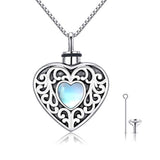 Silver Moonstone Heart Necklace Pendant 