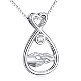 Silver Mother Child's Hand Love Infinity Heart Necklace