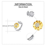 Bee-Live You are My Sunshine Sterling Silver Sunflower Rings with Bee Open Adjustable Ring for Women