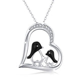 925 Sterling Silver Cute penguin Animal Necklace Stocking Stuffers Christmas Gifts for Her Heart Pendant Jewelry Birthday Gift