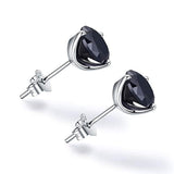 Silver  black Round Cubic Zirconia Studs Earrings