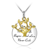Silver Cubic Zirconia Family Tree of Life Pendant Necklace