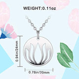 925 Sterling Silver Necklace for Women Lotus Flower Pendant Fine Jewelry with 18 Inch Rolo Silver Chain, Friendship Gift