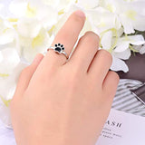Sterling Silver Forever In My Heart Cremation Urn Ring Hold Loved Pets Dog Paw Print Ashes for Women Finger Ring Memorial Jewelry