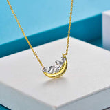 Sterling Silver Couple birds Moon Necklace for Women