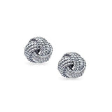Round Ball Twisted Cable Braided Rope Knot Love Knot Stud Earrings For Women 925 Sterling Silver