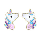 Silver Unicorn Earrings Animal Stud Earrings 