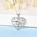 Women's Heart Necklace Sterling Silver Love Mother and Daughter Pendant 14K Rose Gold plated Jewelry