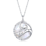 Silver  Pearl &Cat  Animal Necklace Animal Jewelry Pendant Necklace