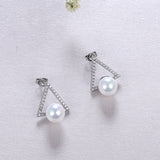 Silver Pearl Shell Zircon Stud Earrings