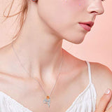 Rose Flower Necklace S925 Sterling Silver Heart Necklace with Rose Flower Necklace  for Wife Girlfriend Gifts for Women