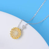 Sunflower Pendant Necklace Sterling Silver Romantic Beauty&Beast Princess Mothers Day Valentine Christmas Birthday Gift Jewelry for Women Girls