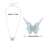Butterfly Necklace for Women, 925 Sterling Silver Cute Opal Butterfly Pendant Jewelry For Women