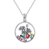 Silver Lotus Pendant Necklace 
