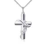 925 Sterling Silver Cubic Zirconia Faith Hope Love Cross Pendant Necklace for Women Girls Christian Birthday Easter Gifts