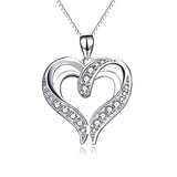 Silver Cubic Zirconia Heart Necklace 